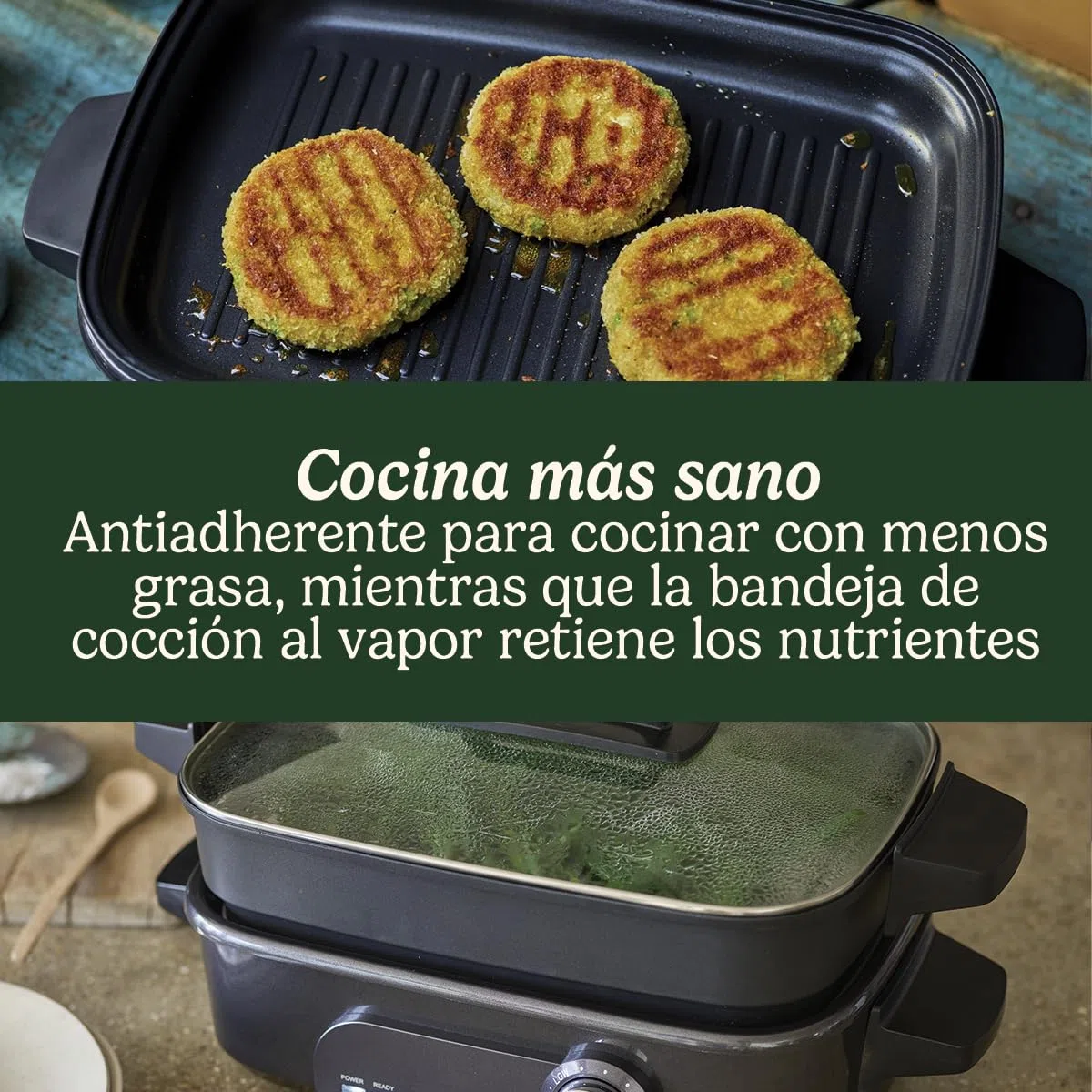 Cuisinart Robot de Cocina Multifunción 5 en 1 | Asar, dorar, cocer al vapor, cocinar y hervir a fuego lento | Antiadherente, placas y sartenes intercambiables | Apilable, fácil de guardar | Gris