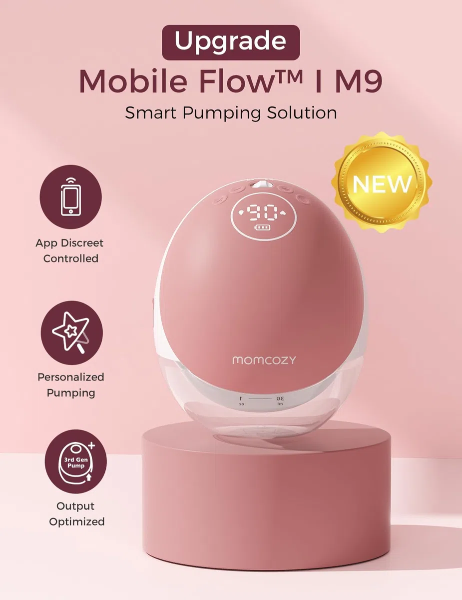 Momcozy Sacaleches Manos Libres Mobile Flow | M9 Mejorado, Eléctrico y Controlado por App, Múltiples Modos & 15 Niveles, Sacaleches Portátil, 24 mm