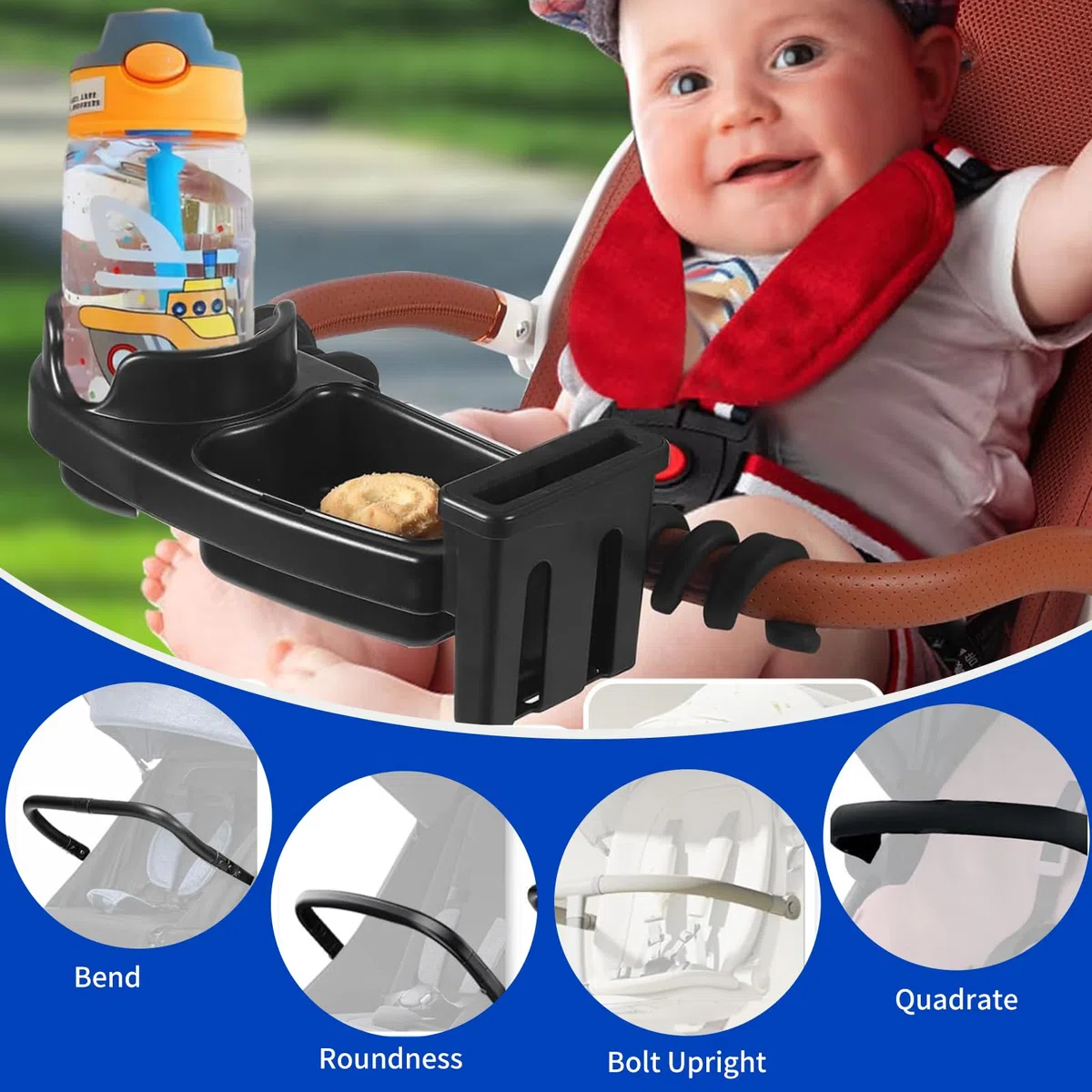 auvstar Universal Bandeja De Bocadillos Cochecito,3en1 Bandeja Universal Para Bebé Con Soporte Móvil,Accesorio Desmontable Para Silla De Paseo,Adecuado Para La Mayoría Los Cochecitos Con Reposabrazos