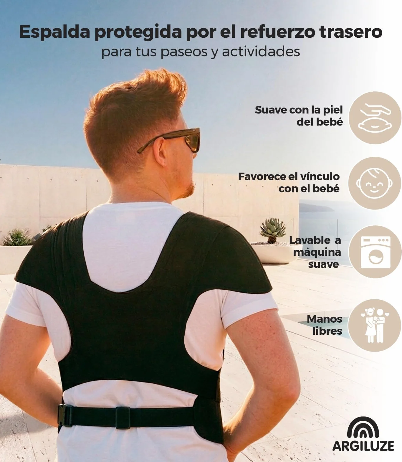 Portabebe 3-24 meses Porteo Ergonomico Fresco Ligero Malla Fresca Anclajes Giratorios Ajustables Colocacion Rapida Manos Libres