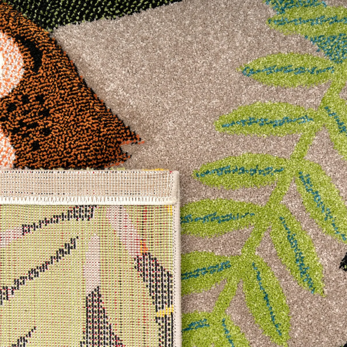 Paco Home Alfombra Habitación Infantil para Niños Motivo De Animales Y Selva Pelo Corto, tamaño:120x170 cm, Color:Beige