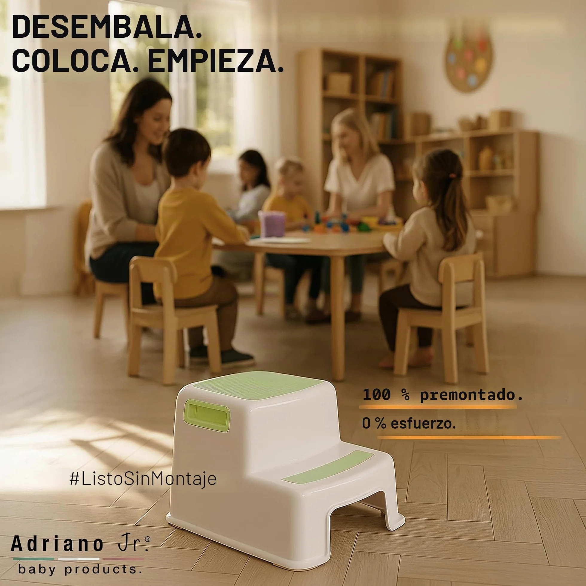 Ap® Taburete de plástico Escalón Verde 26 cm Antideslizante 80 kg Adultos Niños