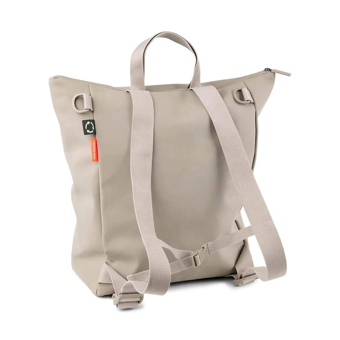 Done by Deer Mochila cambiador plegable y dos ganchos para cochecito. Bolsa para pañales de 100% poliéster reciclado con revestimiento de poliuretano, beige, 45 x 15 x H 40 cm. Wickelunterlage: 55 x
