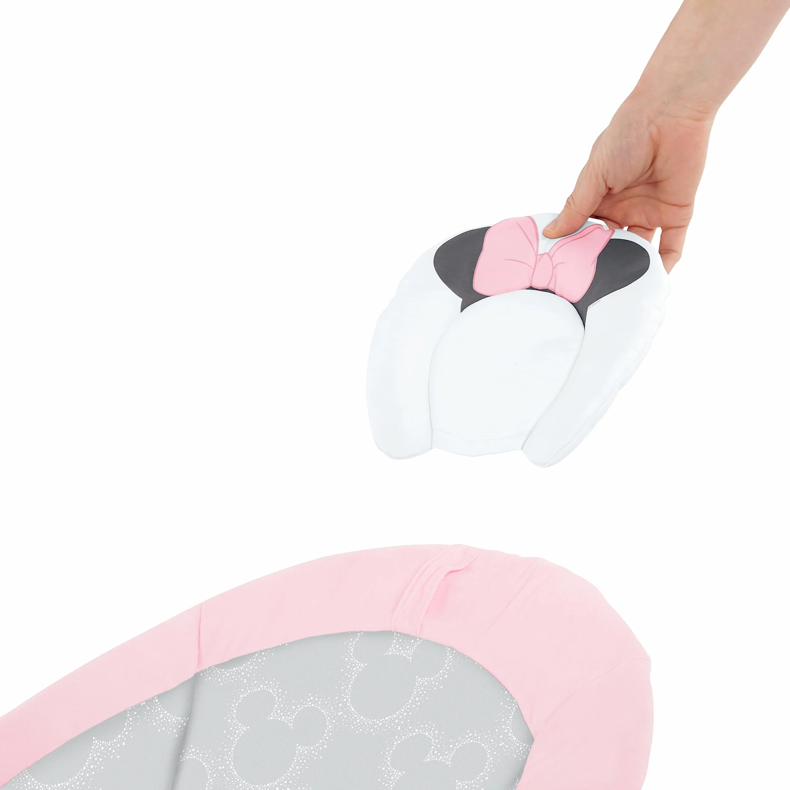 Bright Starts Disney Baby MINNIE MOUSE - Asiento Infantil Vibrador Cómodo - Música, Barra de Juguetes Removible, 0-6 Meses Hasta 9 kg (Rosy Skies)