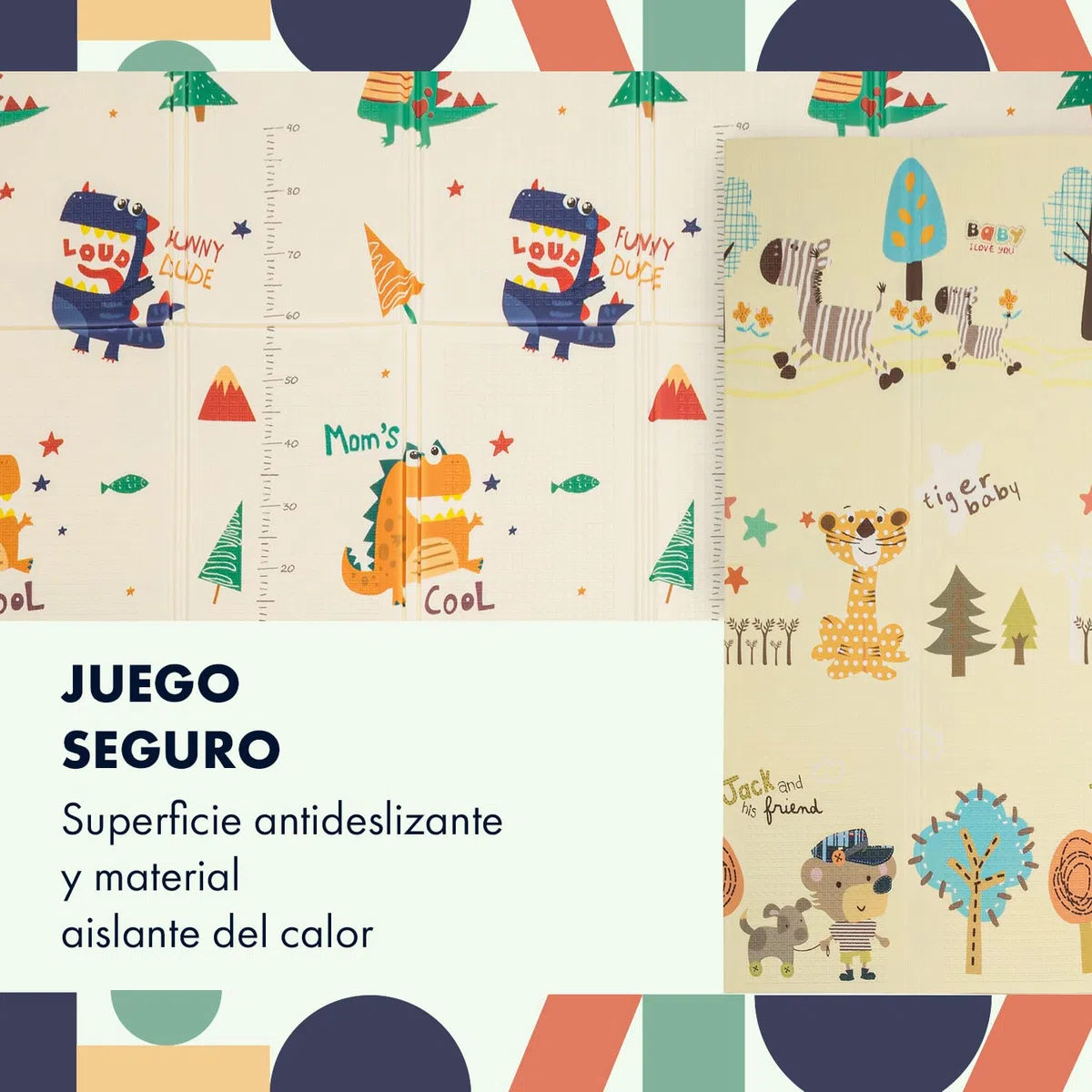 Babify Alfombra de Juegos para Bebé Dino, Colchoneta niños plegable, con bolsa de transporte, tapete impermeable XPE no toxico.