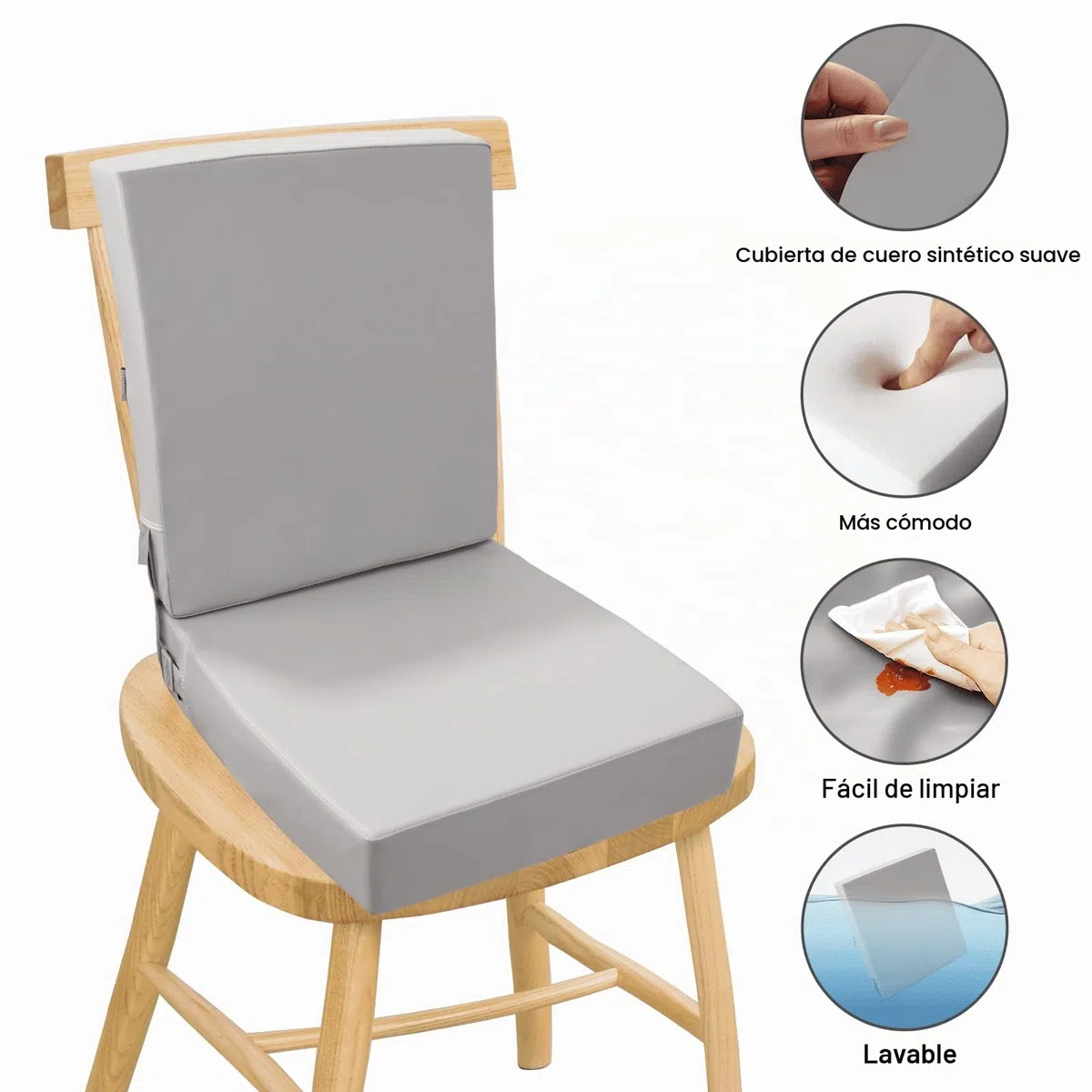 Asiento Elevador para Niños, PU Asiento Elevador Infantil Cojines para Tronas para Bebé de Lavable y Ajustable Elevador de Asiento para Silla de Comedor