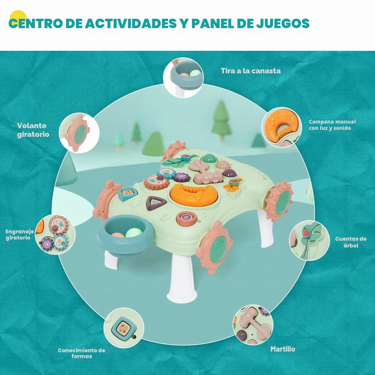 Andador Bebés,6 en 1 Caminador Bebe de juguetes de entretenimiento,Ruedas con velocidad regulable,Tablero de Juego Extraíble,para bebés de 12 a 36 meses