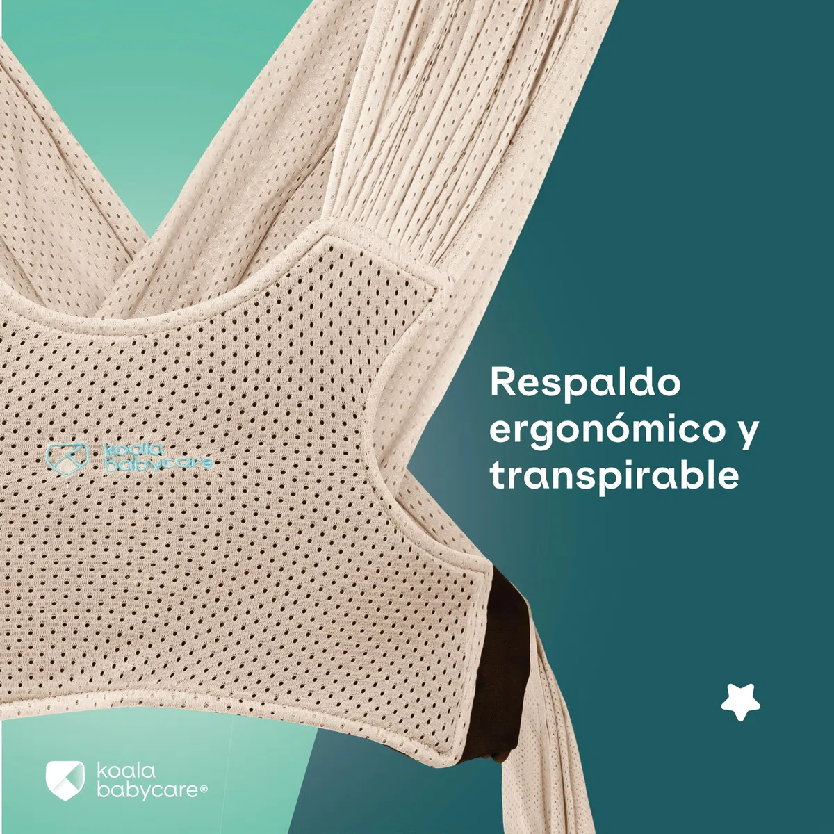 Koala Babycare Fular Portabebés Verano - Mochila Transpirable de Agua para Playa, Piscina, Ducha - Ligero, Ajustable hasta 9 kg - Secado Rápido y Compacto