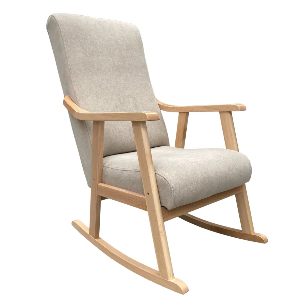 Mecedora Mod. Torino. Sillon, balancin, Mecedora Especial Lactancia, Antimanchas, Madera Haya Maciza. Fabricado en España. (Beige 2)