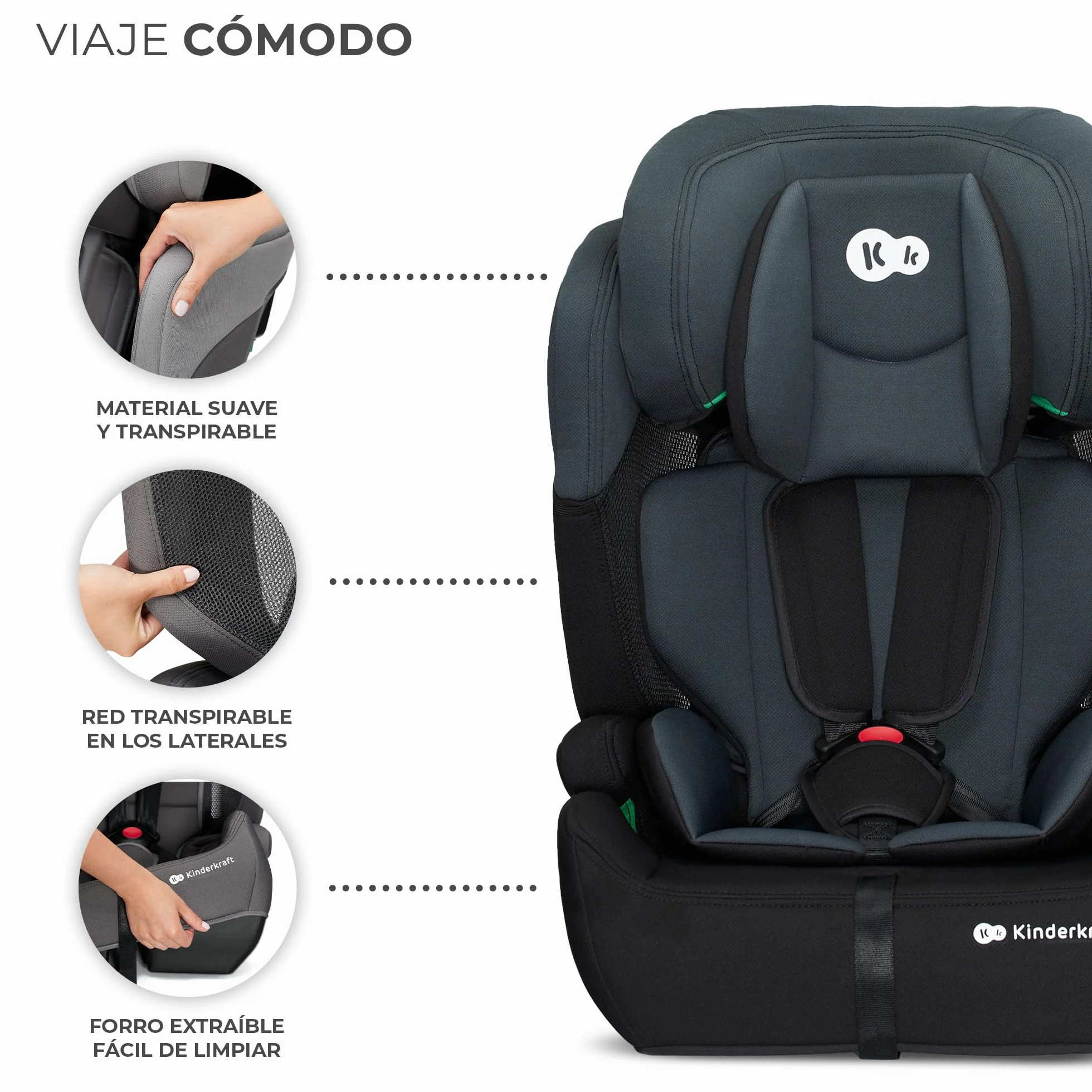 Kinderkraft COMFORT UP i-Size Silla coche bebé Grupo 1/2/3 9-36 kg Negro