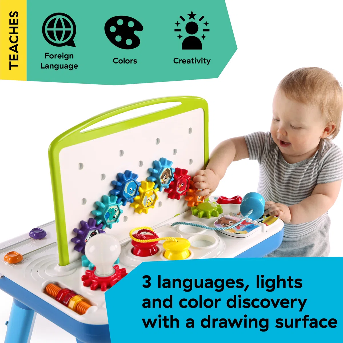 Baby Einstein, Curiosity Table, Mesa de Actividades, estación de Juego Montessori y Banco de Trabajo Interactivo, a Partir de 12 Meses